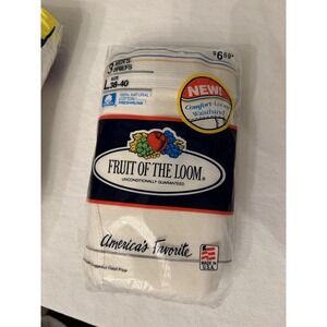 Vtg 1992 Fruit of the Loom 3 Pack Mens Briefs SZ L 38-40 White NEW Made in USA